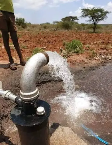 Water flowing from borehole in Kenya